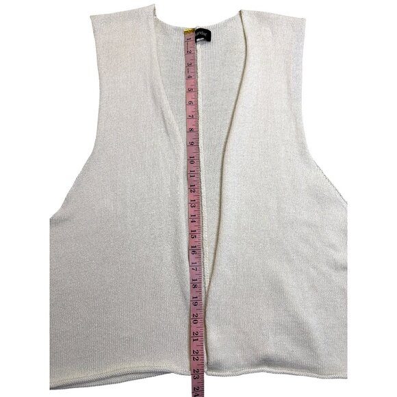 Eskandar Handloomed Mercerised Cotton Cream Open Knit Vest One Size OS - Picture 7 of 7